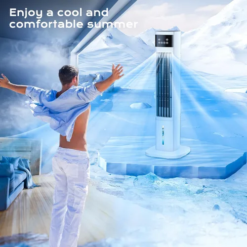 Vista 7 de Enfriador de aire evaporativo, aire acondicionado portátil 3 en 1 para habitación, 4 modos y 3 velocidades, unidad de CA portátil de enfriamiento