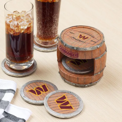 Vista 140 de FOCO NFL Team Logo 5-Pack Barrel Beverage Drink Coaster Set