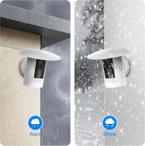Vista 4 de Protector de lluvia solar para cámara de exterior con anillo y batería adherente I, cubierta protectora universal resistente a la intemperie