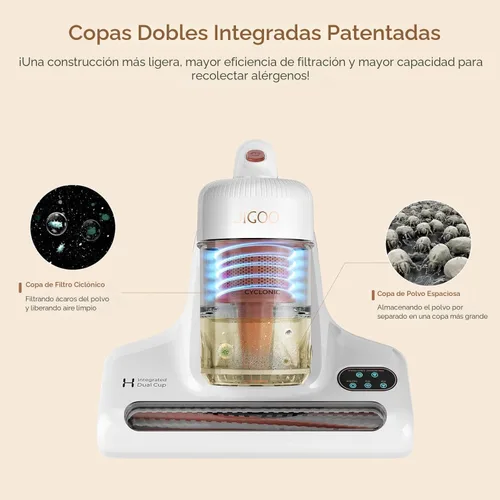 Vista 5 de JIGOO J200 Improve Sleep Mattress Vacuum Cleaner Uv Sanitizing, Deep Cleaning Bed Vacuum Non-Destructive Fabrics, 99.9% Effective Filtration for