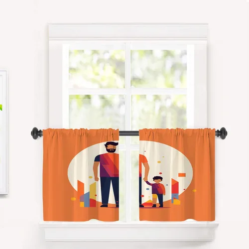Vista 141 de Cortinas opacas de cocina con pintura al óleo de Europa rosa y negra para ventanas, cenefas opacas modernas de torre Eiffel de poliéster multicapa