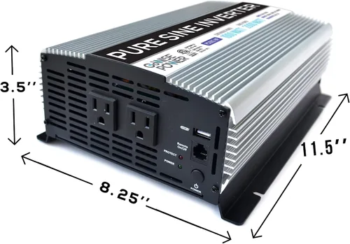 Vista 8 de GoWISE Power - Inversor de onda sinusoidal pura de 1000 W, 12 V CC a 120 V CA con 2 salidas de CA + 1 puerto USB de 5 V, 2 cables de batería e