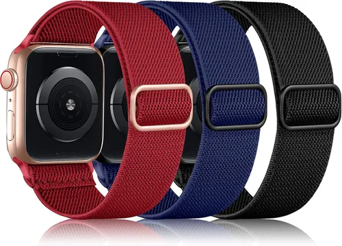 Vista 20 de DaQin Paquete de 3 bandas elásticas Solo Loop compatibles con Apple Watch para hombres de 49 mm, 46 mm, 45 mm, 44 mm, 42 mm, correa elástica