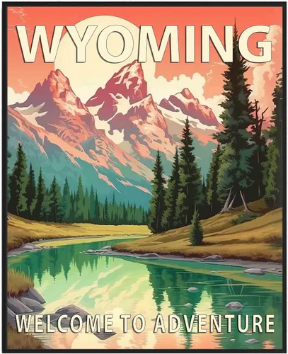 Vista 46 de Póster artístico de Alaska, decoración artística de paisaje retro de Estados Unidos, pintura de montaña y paisaje de aventura para dormitorio, sala