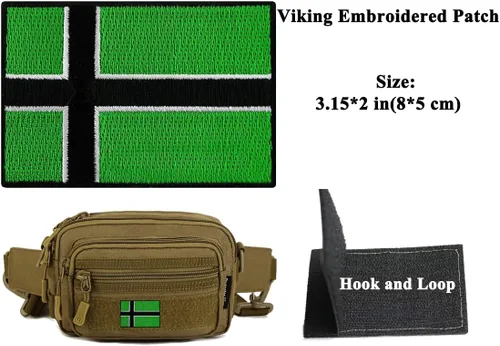 Vista 2 de 2 parches bordados de bandera vikinga de AliPlus con gancho y bucle