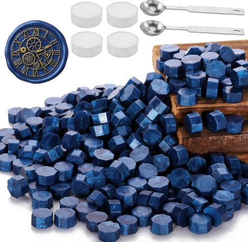 Vista 11 de Yoption - Juego de 300 cuentas de cera octágona, con 2 cucharas de fusión y 4 velas para sobres de invitación de boda, envoltura de regalo (negro)