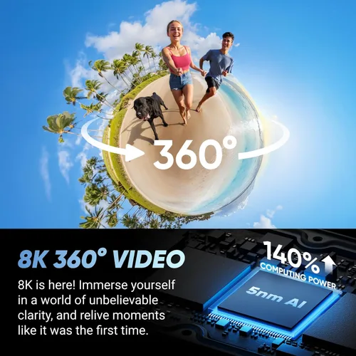 Vista 2 de Insta360 Paquete estándar X4: cámara de acción 8K 360 impermeable, video gran angular 4K, efecto selfie stick invisible, protectores de lente