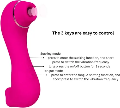 Vista 5 de Estimulador de clítoris de pulso de aire y vibrador para lamer la lengua, lamer el clítoris, succión de clítoris, tecnología de onda de presión