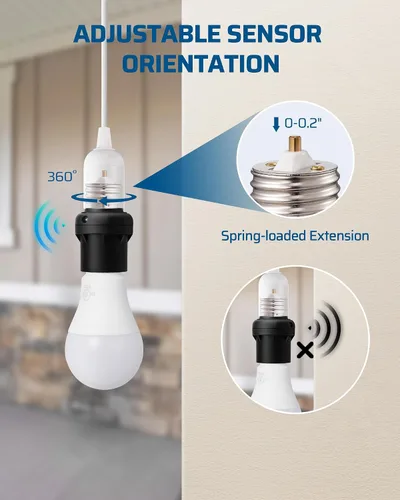 Vista 4 de DEWENWILS Enchufe con Sensor de Luz, Adaptador de Enchufe de Luz del Atardecer al Amanecer, Rotación del Sensor 360°, Enchufes de Bombilla E26/E27