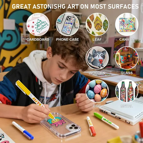 Vista 4 de DICEKOO Bolígrafos de gel acrílico para colorear 72 colores, punta fina de 0.039 in con control automático de tinta, 30% más de tinta, bolígrafos