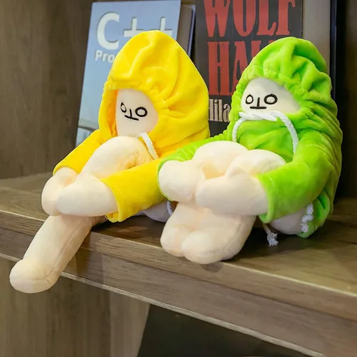 Vista 2 de Juguete de Peluche Hombre Banana, Muñeco Extraño Hombre Banana de 16 Pulgadas con Imán, Divertido Juguete de Descompresión Articulable de Animales