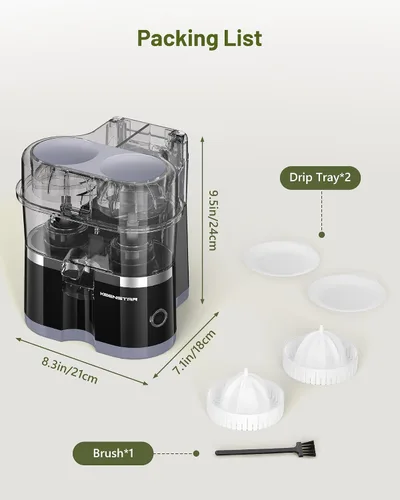 Vista 15 de KEENSTAR Exprimidor eléctrico de cítricos, exprimidor de naranja de doble cabeza, exprimidor portátil con cepillo de limpieza para limón, pomelo