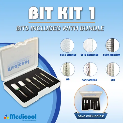 Vista 2 de Medicool Pro Power 35k Archivo eléctrico 35,000 RPM Sistema de archivo profesional con kit de brocas de manicura y pedicura 1 paquete