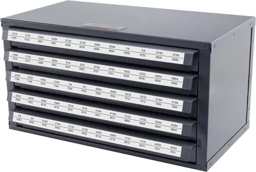 Vista 17 de VEVOR Gabinete Dispensador de Brocas, Dispensador de Brocas de Cinco Cajones, Gabinete Organizador de Brocas de 60 Compartimentos, Gabinete