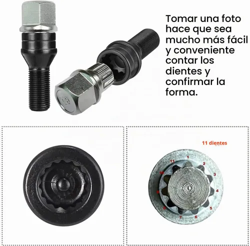 Vista 4 de Llave de bloqueo de rueda ABC 0-9 de acero cromado para VW, herramientas de extracción de tuercas de bloqueo - Llave de bloqueo de rueda Volkswagen