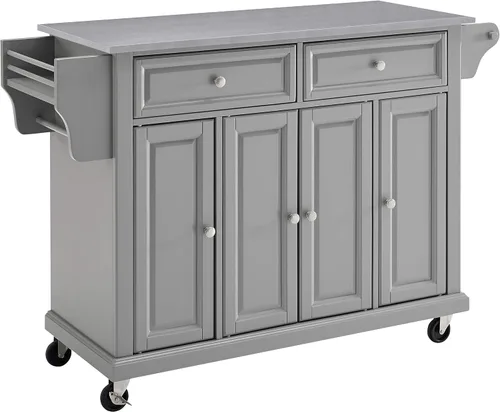 Vista 29 de Crosley Furniture isla de cocina con ruedas, Madera, Negro