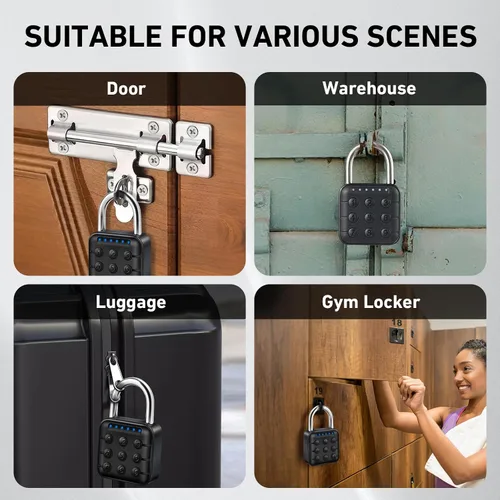 Vista 3 de Auntyfey Cerradura de combinación inteligente para casillero, candado digital para cerradura de casillero de gimnasio con aplicación, cerradura