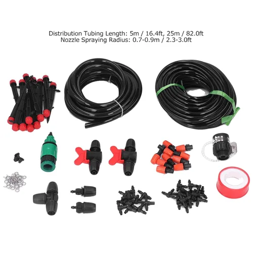 Vista 4 de Kit de riego por goteo micro Sistema de nebulización de jardín de ahorro de agua para césped/invernadero/patio Tubo de 8/0.472 in y 4 / 0.276 in