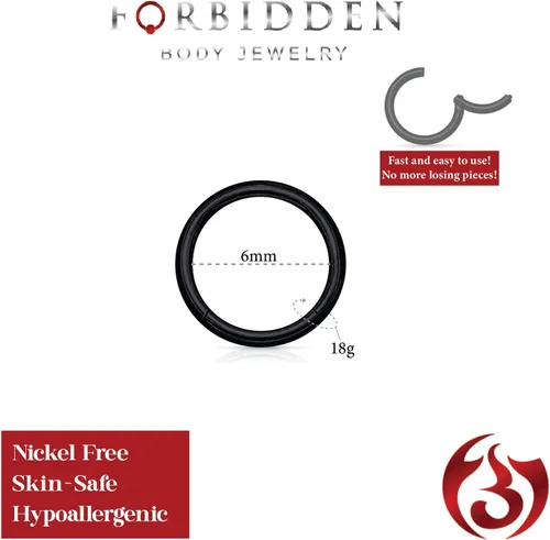 Vista 56 de Forbidden Body Jewelry - Piercing para la nariz de acero quirúrgico 316L con bisagra, 14G, 16G, 18G, diámetro de 15/64, 5/16, 25/64, 15/32 pulgadas