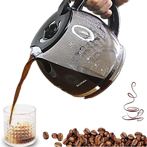 Vista 5 de Jarra de café de repuesto de vidrio de 12 tazas compatible con Mr. Coffee, Black & Decker, Cuisinart y más, mango de cierre negro