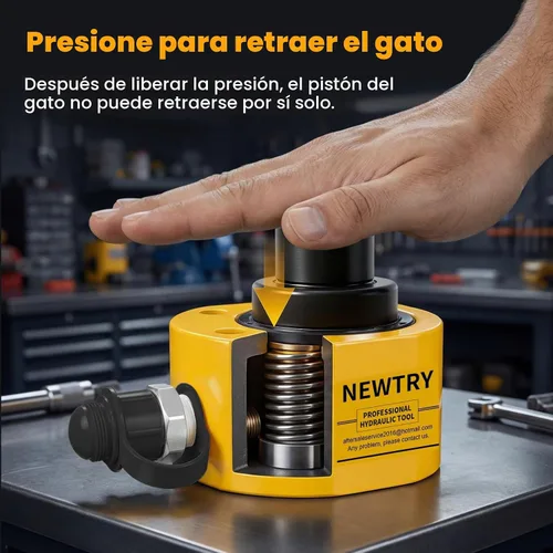 Vista 5 de NEWTRY 10T Low Profile Hydraulic Ram Jack, 1" Stroke Multi-Section Compacto para espacios reducidos, elevación portátil para maquinaria, puentes