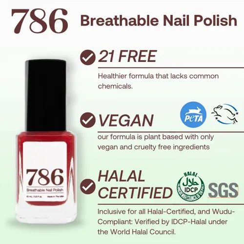 Vista 2 de Esmalte de uñas transpirable, vegano, sin crueldad, saludable, Halal, de secado rápido de 786 Cosmetics (Abu Dhabi)