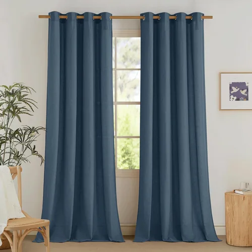 Vista 21 de NICETOWN - Cortinas de lino angora para ventana de cocina sobre el fregadero, con ojales, lino grueso angora, tratamientos cortos para ventanas
