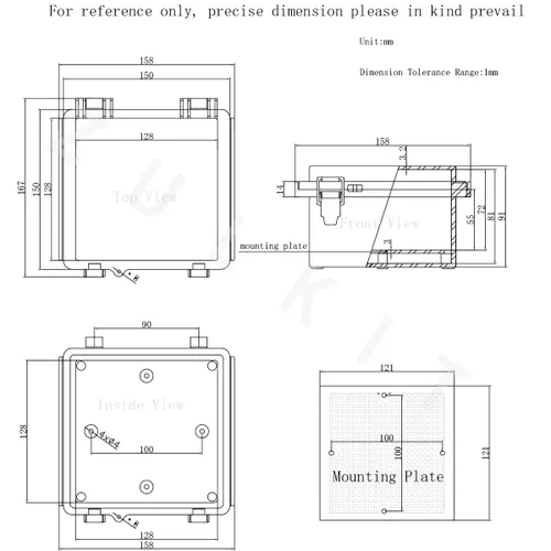 Vista 7 de Zulkit Caja de conexiones IP67 Caja eléctrica impermeable para proyectos con cubierta transparente con bisagras, cierre de acero inoxidable, carcasa