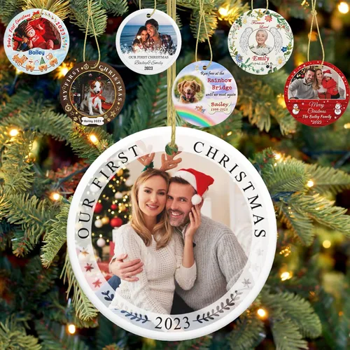 Vista 20 de Adorno personalizado para la primera Navidad del bebé, adornos de Navidad con foto personalizada 2023 con imagen y nombre, regalos personalizados