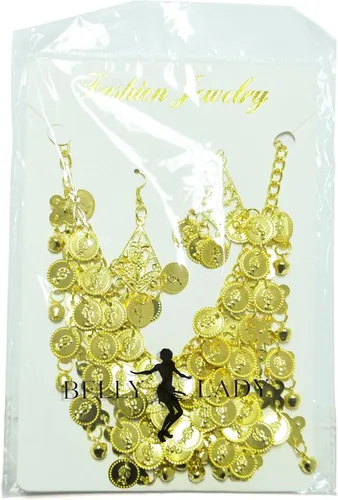 Vista 6 de Joyería gitana de danza del vientre, collar y pendientes de oro para Halloween