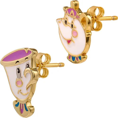 Vista 5 de Disney Beauty and the Beast Chip and Mrs Potts - Aretes de tuerca de plata de ley Plata de ley no conocido