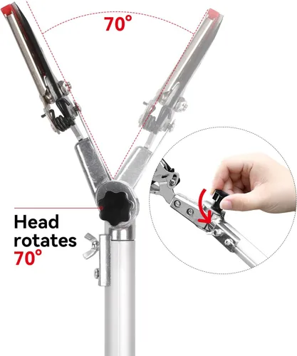 Vista 2 de LeafLux Cortador de árbol extensible, podadora telescópica de poste de 3.67 a 5.45 pies, mango de aluminio ligero, hoja recubierta de teflón, corta