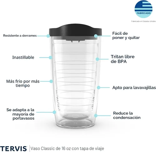 Vista 3 de Tervis Señuelos de pesca hechos en Estados Unidos, vaso aislado de doble pared para viaje mantiene las bebidas frías y calientes, 16 onzas, clásico