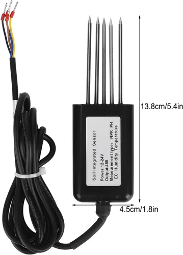 Vista 8 de Sensor de suelo, sonda de sensor integral de 5 pines, para suelo + NPK + temperatura y humedad + detección de conductividad, para varios suelos