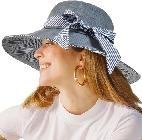 Vista 2 de SOMALER Sombreros de sol para mujer, de ala ancha enrollable, sombrero de playa de verano, plegable, sombrero de algodón flexible