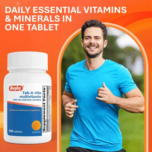Vista 5 de Rugby Tab-A-Vite Multivitamínico con hierro y betacaroteno – Multivitamínico diario para adultos, apoya la salud general, suplemento multimineral