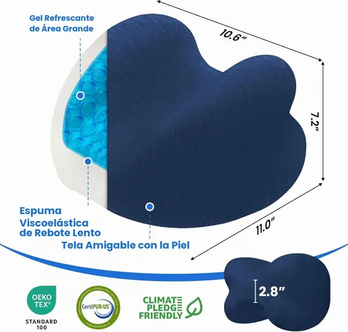 Vista 2 de Almohada de rodilla para personas que duermen de lado, almohada de espuma viscoelástica de gel refrescante para dormir de lado, en forma de corazón