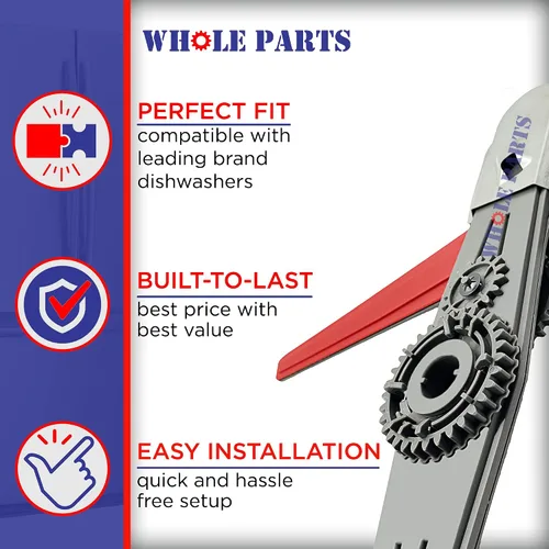 Vista 4 de Conjunto de brazo rociador inferior para lavavajillas Whole Parts mejorado # W10195601 - Reemplazo y compatible con algunos lavavajillas Kenmore