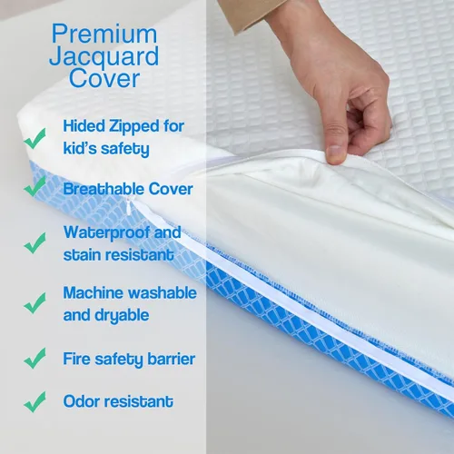 Vista 5 de Colchón de espuma viscoelástica con gel de confort de doble cara, transpirable para cuna de bebé, colchón de espuma viscoelástica para cuna, premium