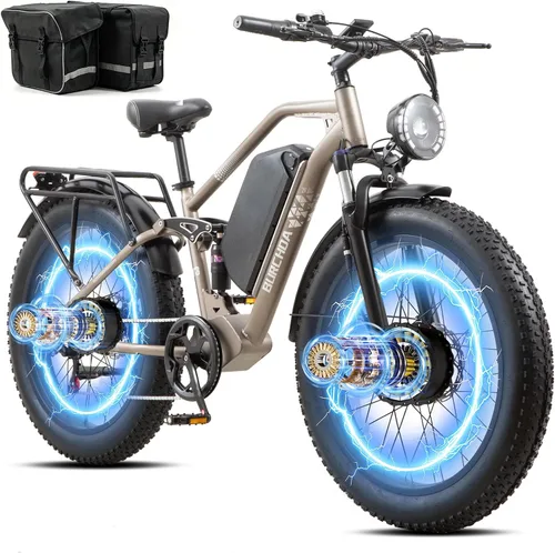 Vista 12 de 2026 AWD Electric Bike for Adults Dual Motor 5000W/3000W/1500W Peak 40MPH/32MPH Fast Ebike, Up to 70 /90 /160 Miles Long Range, 26" Full Suspension