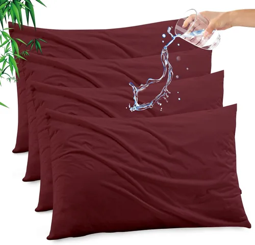 Vista 34 de Funda de almohada impermeable de bambú y rayón de Gogreen, funda de almohada transpirable, protector de almohada refrescante con cremallera, funda