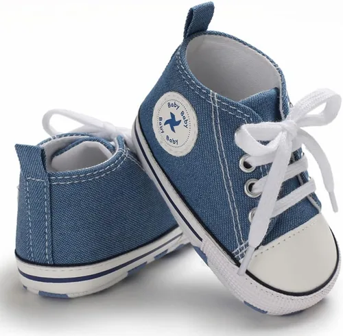 Vista 4 de Zapatos unisex para bebés, niñas y niños, suela suave, lona para recién nacidos, primeros pasos, zapatillas altas antideslizantes