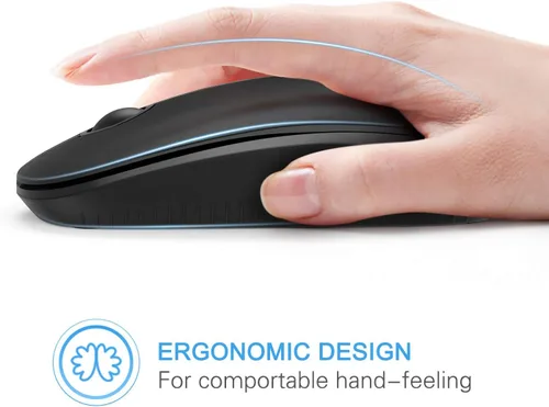 Vista 4 de VssoPlor - Mouse inalámbrico 2.4 G, delgado y portátil con nanorreceptor, para PC, laptop, computadora, negro