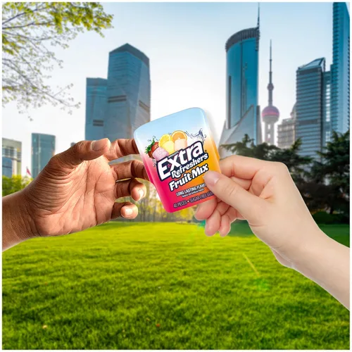 Vista 5 de EXTRA Gum Refreshers Fruit Mix - Goma de mascar sin azúcar a granel, botella de 40 piezas (paquete de 6)