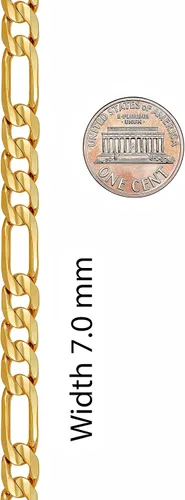 Vista 6 de LIFETIME JEWELRY Collar de cadena Figaro de 0.276in, corte de diamante, chapado en oro real de 24 quilates, Chapado en oro, No es una piedra preciosa
