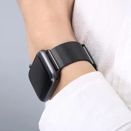 Vista 6 de Paquete de 2 correas de metal compatibles con Apple Watch Band 38/40/41/42/44/45/46/1.929 in, acero inoxidable y malla milanesa para iWatch Band