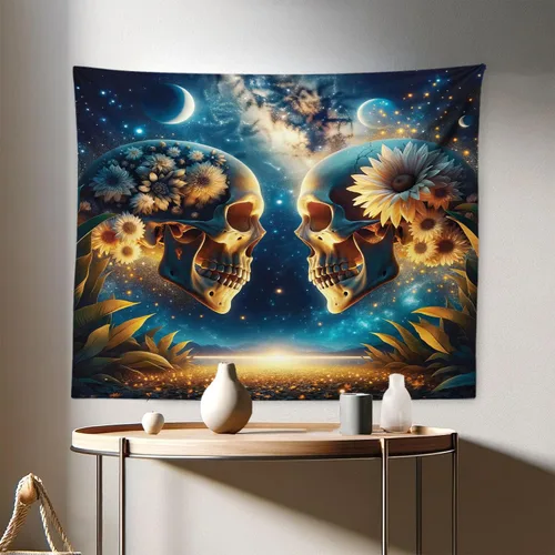 Vista 126 de Ambesonne Tapiz hippie, abrazo de hongos de ensueño y árbol de la vida místico y mandal verde, decoración de tela para colgar en la pared