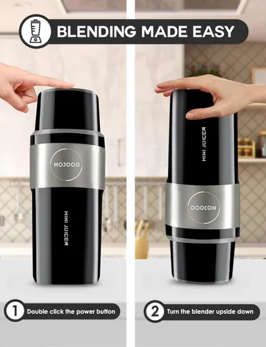 Vista 11 de MOJOCO Licuadora personal para batidos – Licuadora aislada al vacío para frutas y verduras – Licuadoras portátiles recargables con hoja de acero