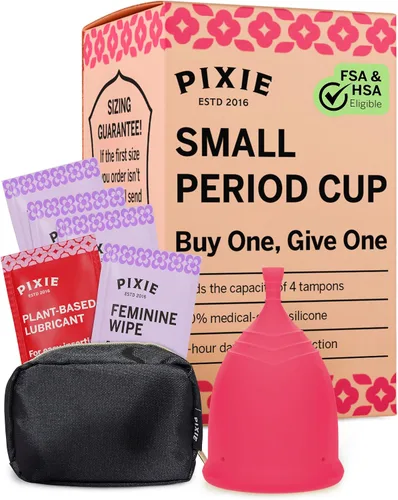 Vista 9 de Copa menstrual de Pixie - Sin metales ni toxinas - Clasificada como la más suave y reutilizable - Uso de 12 horas - 100% de silicona de grado médico