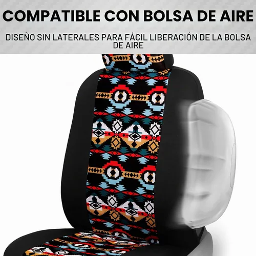 Vista 7 de BDK - Fundas para asientos de automóvil con patrón azteca, juego de 2 fundas para asientos delanteros con estampado geométrico que incluye Aztec